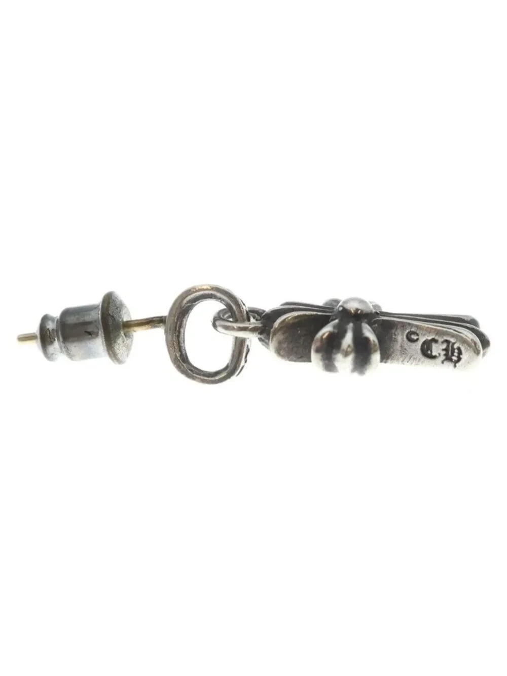 Chrome Hearts Bby Pprchn Baby Fat Cross Drop Earrings Silver